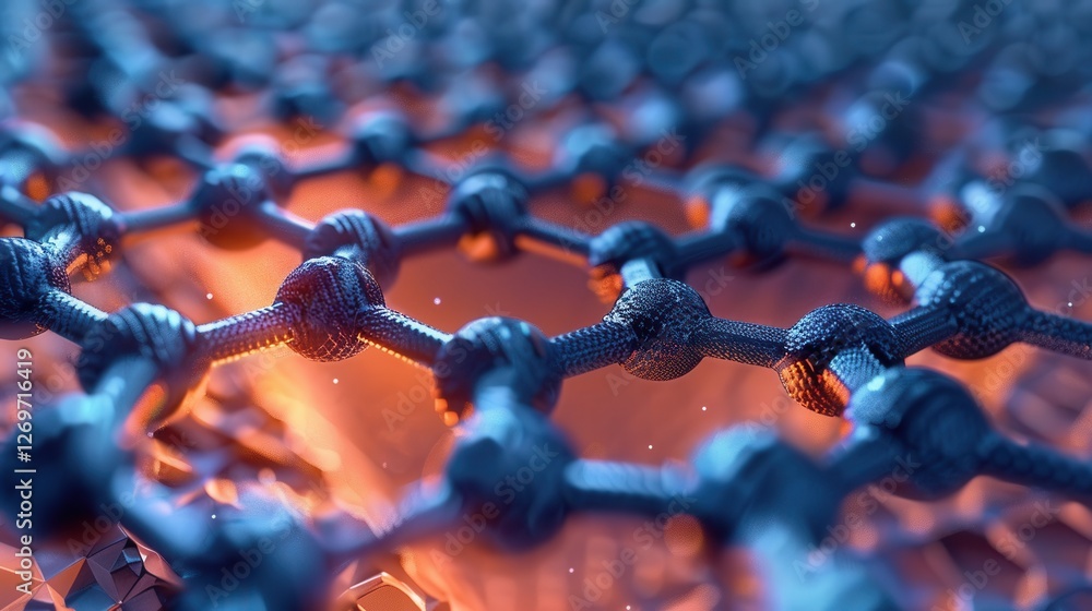 Poster detailed visualization of nanostructured material representing science and innovation in modern rese