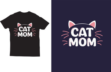 Cat mom typography tshirt design vector