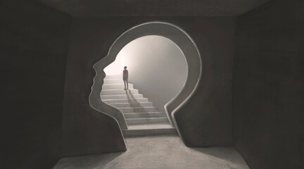 Brain mind way soul and hope concept art, illustration, surreal mystery artwork, imagination painting, conceptual idea of success   © Jorm Sangsorn