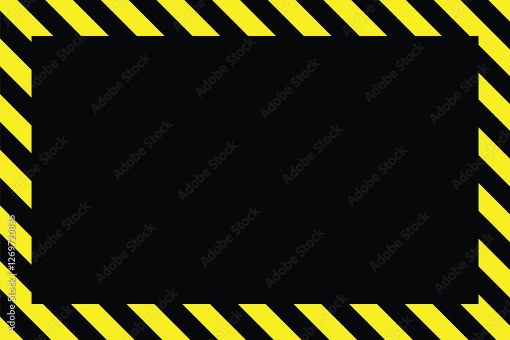 Poster warning square frame with yellow and black diagonal stripes. rectangle warn frame. hazard caution si