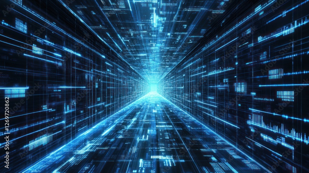 Aufkleber Digital Data Stream Tunnel Visualization