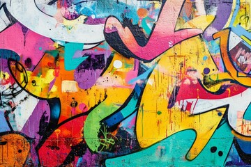 Vivid urban graffiti wall capturing street art energy. Neural network AI generated