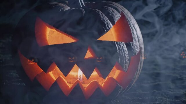 halloween pumpkin night scary animation looping video animated background