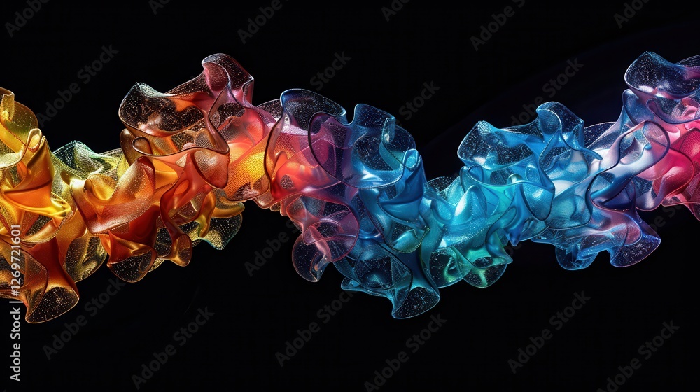 Poster colorful abstract representation of waves in science illustrating fluid dynamics and energy flow