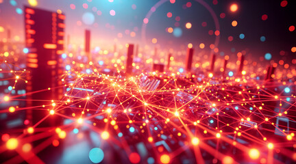 Fototapeta premium Abstract technology Network of Glowing Lines and Nodes