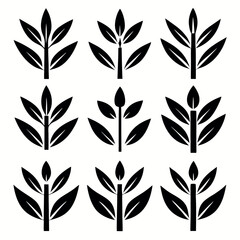 Collection of Simple Black and White Plant Icons
