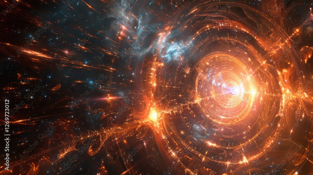 Aufkleber stunning visualization of cosmic energy and light in deep space exploding with vibrant colors and dy