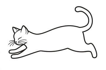 Outline of a simple cat stretching with its tail up.