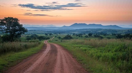 Serene Rural Landscape with Land Stretching to the Horizon at Dusk