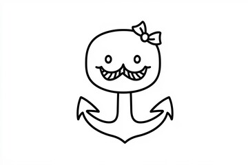 Obraz premium Outline of a simple anchor with a small rope wrapped around.