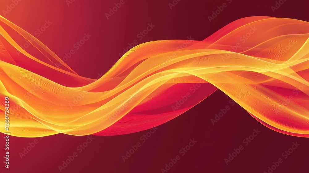 Aufkleber abstract red and gold wave pattern design