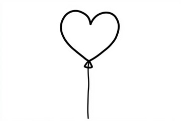 Outline of a heart-shaped balloon floating upwards.