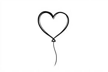 Outline of a heart-shaped balloon floating upwards.