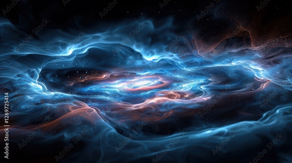Poster ethereal cosmic swirls of light and color captured in a vivid science fantasy setting