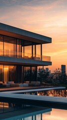 Sleek Contemporary Home Design with Minimalist Exterior at Sunset