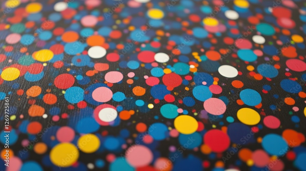 Aufkleber colorful polka dot pattern on fabric with dark background