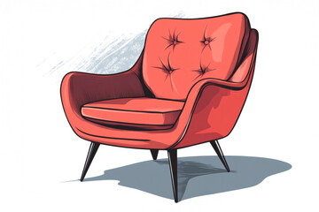 This plush red tufted armchair exudes elegance, making it a statement piece for any room with a sleek design and inviting cushion for luxurious comfort.