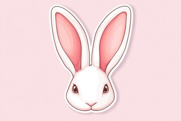 Obraz premium An adorable cartoon-style rabbit head with large pink ears and expressive eyes, perfect for children's illustrations or whimsical designs that evoke joy and playfulness.