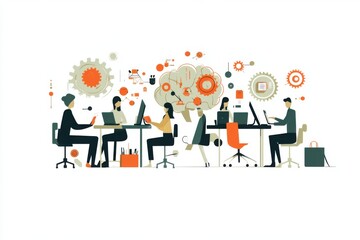 Teamwork Innovation Collaboration: Creative Problem Solving in a Modern Office Setting