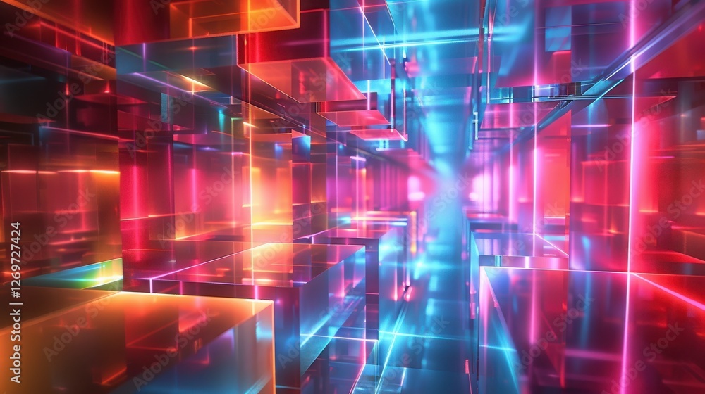 Poster abstract colorful digital background with futuristic light effects for science and technology themes