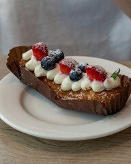 Dessert with strawberries, blueberries