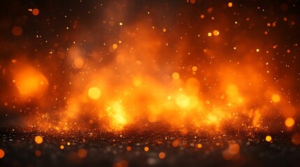 Naklejka premium Blazing Inferno, Abstract fiery scene with bokeh lights and vibrant embers