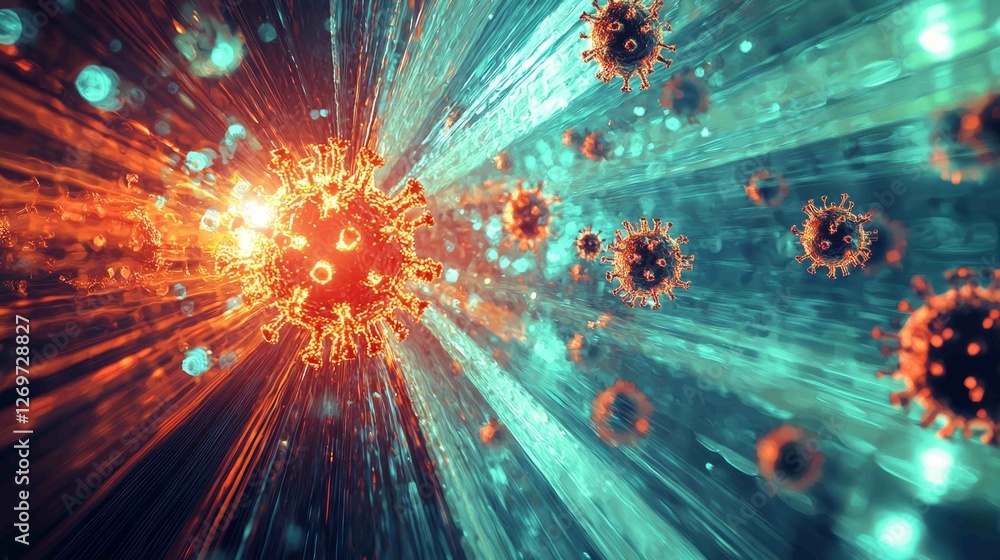 Poster surreal depiction of data stream and energy flow in a cosmic space