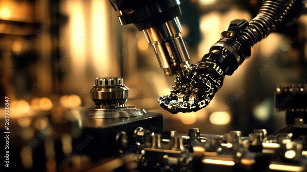 Poster Robotic Arm Precisely Manipulating Machine Component