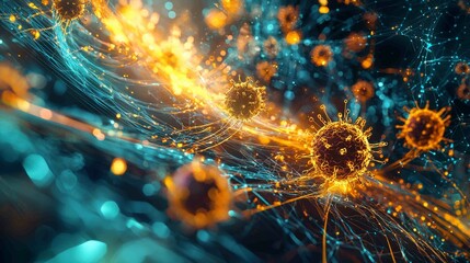 Surreal Depiction of Vibrant Data Stream with Abstract Elements