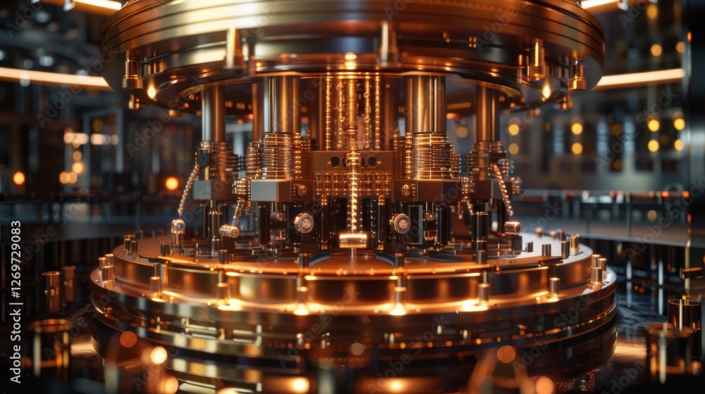Poster advanced quantum computing technology machinery in a cutting-edge research laboratory environment