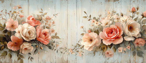 Obraz premium Papier peint floral shabby chic haute résolution