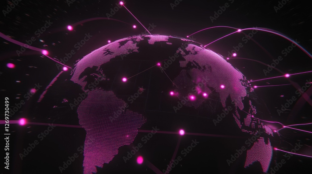 Aufkleber digital earth with network connections on a dark background