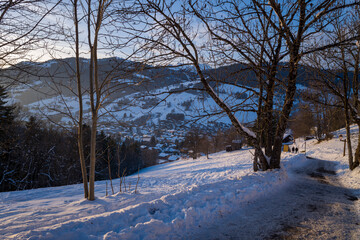The Calvary path in Megeve in Europe, France, Auvergne Rhone Alpes, Haute Savoie, Megeve, in...