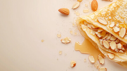 Crepes filled with honey and almond paste, garnished with sliced &acirc;&euro;&lsaquo;&acirc;&euro;&lsaquo;almonds and drizzled with honey.