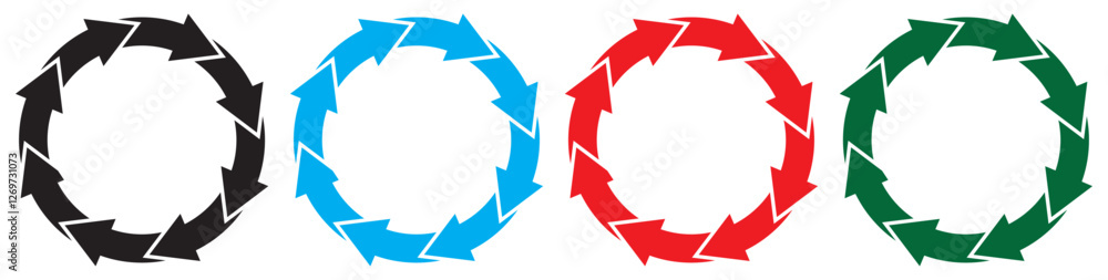 Poster colorful circle arrow icon set. symbol of reload, refresh, loading, recycle and repeat. interconnect