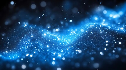 Mystical Blue Galaxy of Sparkling Particles in a Deep Cosmic Field