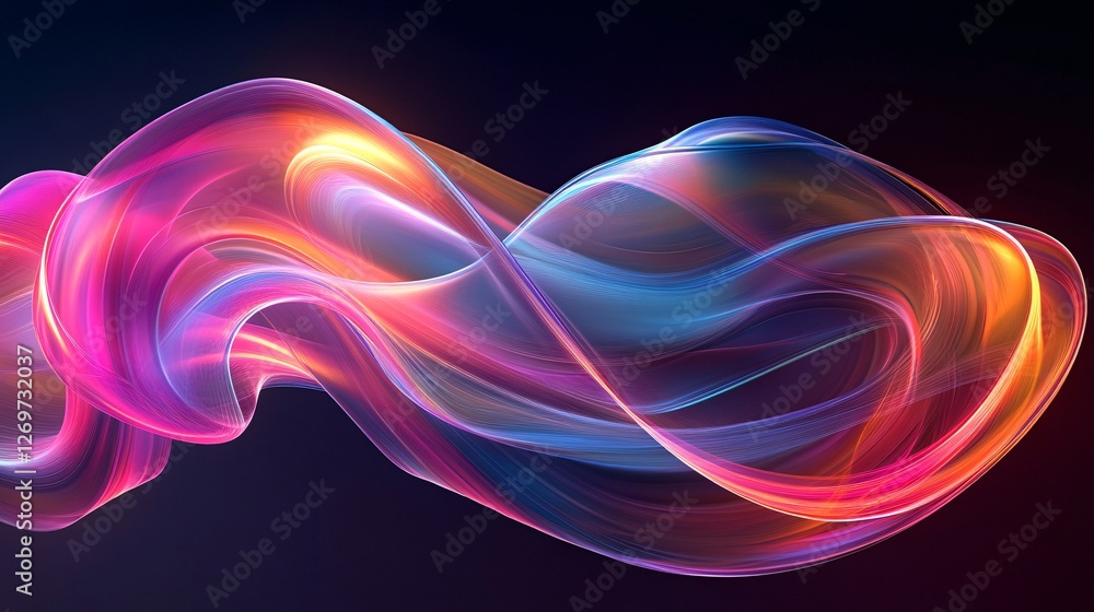 Poster a vibrant swirl of colorful light waves creates a dynamic and fluid visual effect against a dark bac