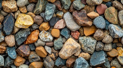 Vibrant Close-Up of Naturally Colored Gravel and Rock Textures