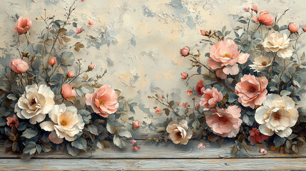 Papier peint floral shabby chic haute résolution