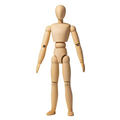 Wooden artist s mannequin figure posable anatomy model full body isolated transparent background