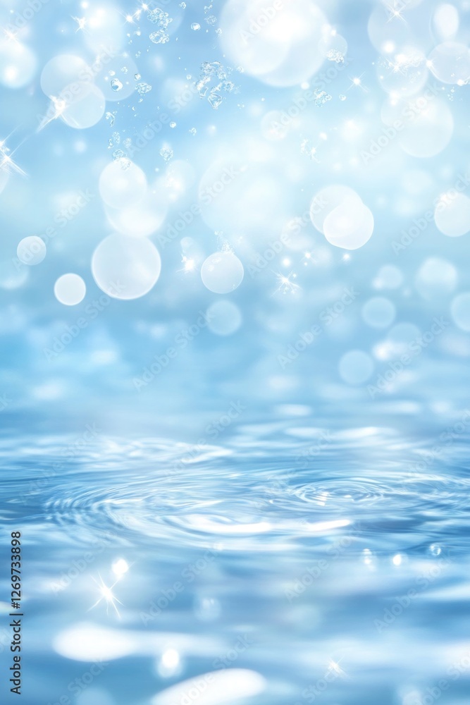 Poster light blue water with ripples on the surface. defocus blurred transparent clear calm water surface t