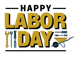  "Happy Labor Day" in bold, capital letters. The background is white, 