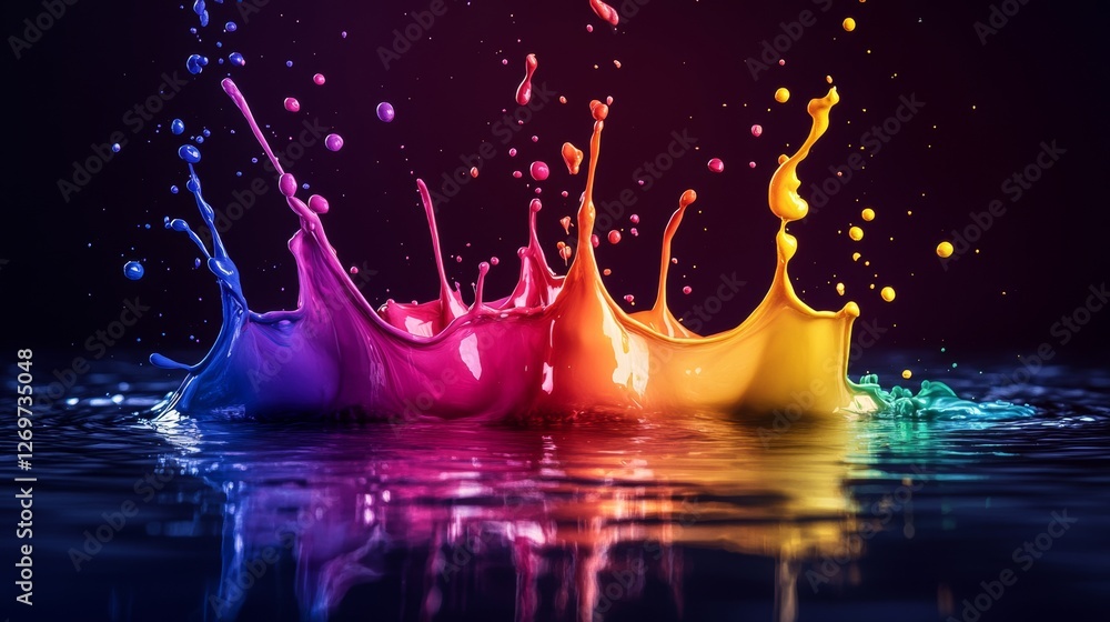 Poster gorgeous abstract wallpaper displaying a seamless and dynamic blend of vivid paint splashes, creatin