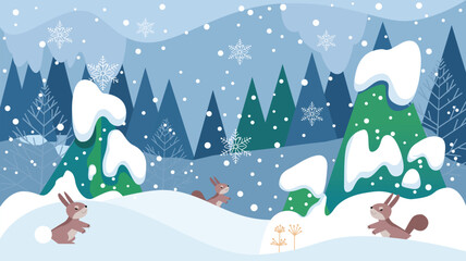 Obraz premium Winter Wonderland: A Playful Rabbit in the Snow