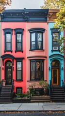 Fototapeta premium Vibrant Urban Home Features Unique Blend of Historic Architecture