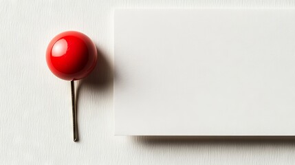 A single paper note, held by a vibrant red thumbtack, is displayed on a clear, minimalist background. This clean and practical design works well for business notes, announcements, and creative