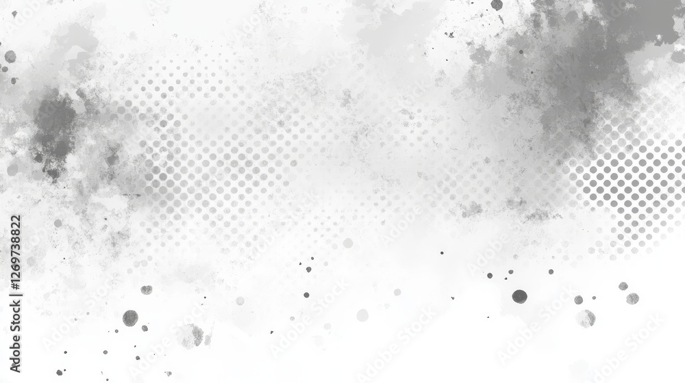 Poster a scanned paper with a halftone faded gradient texture, a subtle grunge grit pattern, and a black an