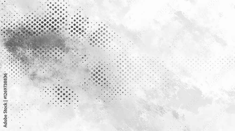 Poster a scanned paper displaying a halftone faded gradient texture, highlighted by a subtle grunge grit pa