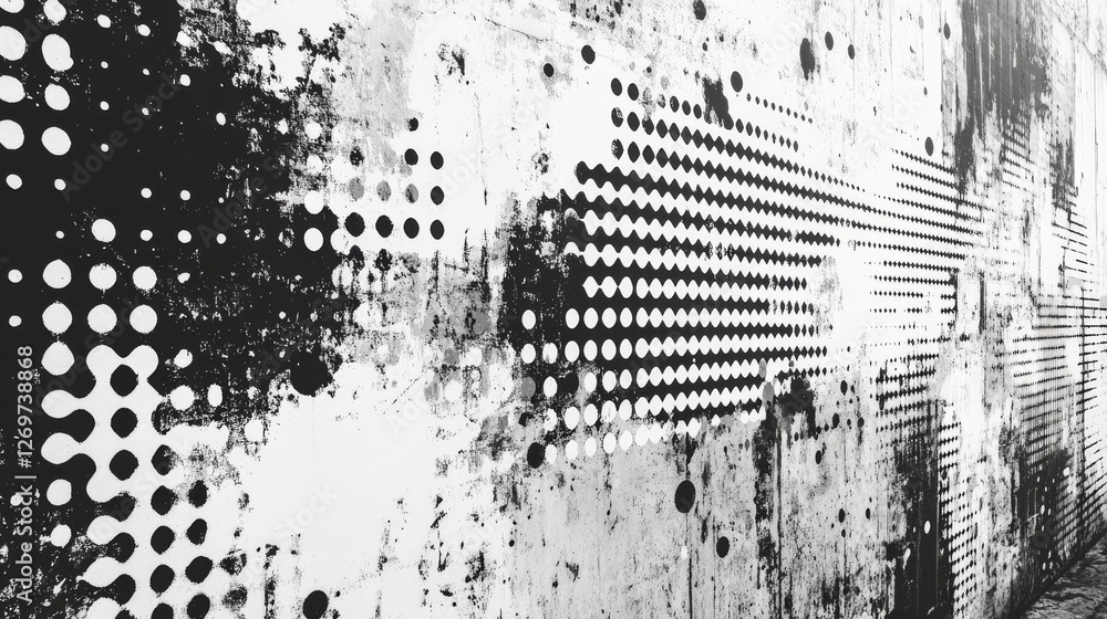 Poster a scanned sheet with a halftone faded gradient texture, featuring a gentle grunge grit pattern and a