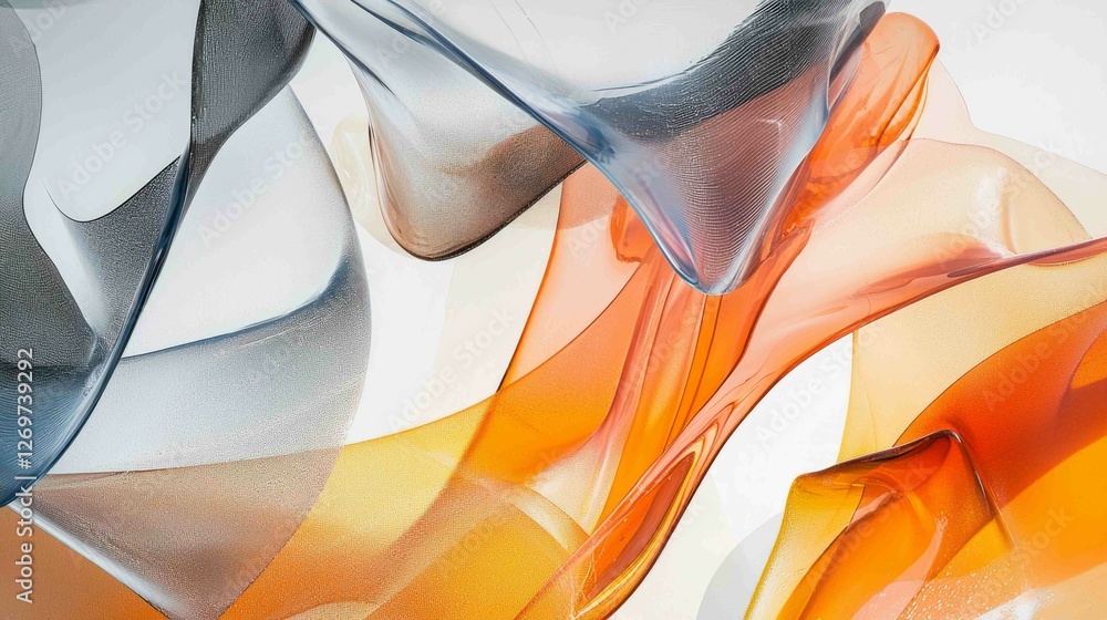 Poster abstract composition with overlapping layers in warm and cool tones